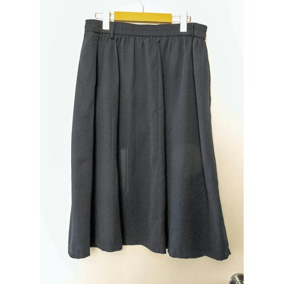 Midi Skirt Elastic Waist Button Front Casual Flared Long Skirt with Pockets - Picture 2 of 2